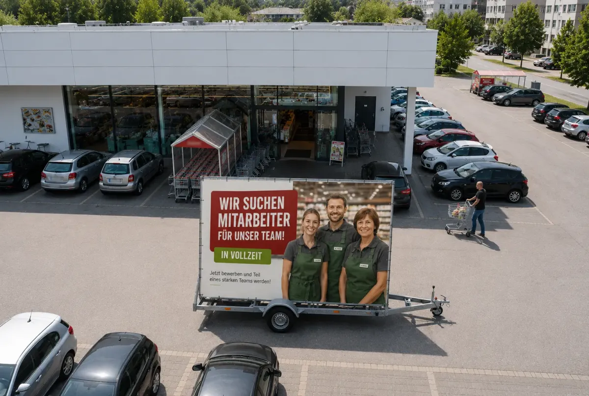 Recruiting Werbung Berlin mit mobiler Werbefläche